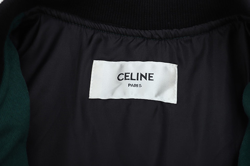 セリーヌ  ジャケットアウターCELINEスーパーコピー  羊毛混紡とレザーのパッチワークスリーブシャツ
