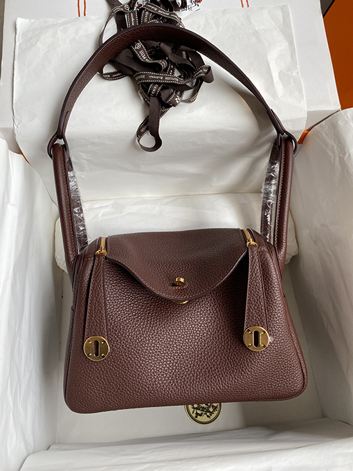 エルメス リンディ26  Lindy 26 cmサドルレッドハンドバッグ