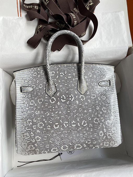 エルメス バーキン 25 雪の原色の美しさ Birkin 25 cm輸入トカゲ革エルメスハンドバッグ