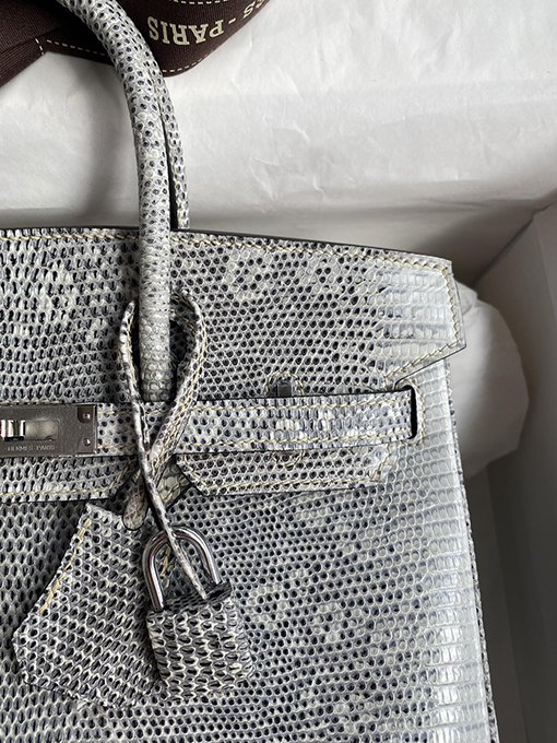 エルメス バーキン 25 雪の原色の美しさ Birkin 25 cm輸入トカゲ革エルメスハンドバッグ