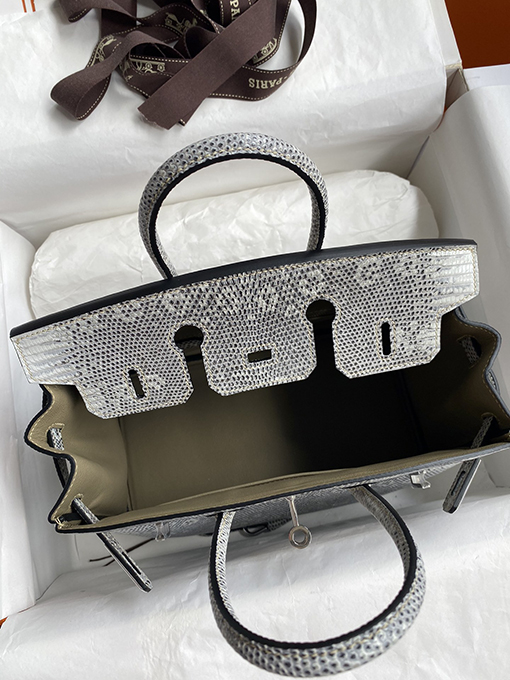 エルメス バーキン 25 雪の原色の美しさ Birkin 25 cm輸入トカゲ革エルメスハンドバッグ