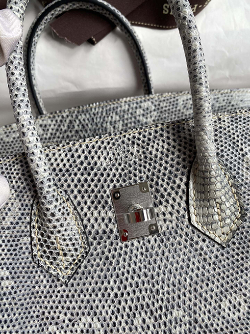 エルメス バーキン 25 雪の原色の美しさ Birkin 25 cm輸入トカゲ革エルメスハンドバッグ