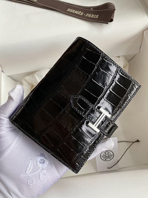 エルメス  エルメス風 ワニ革バーンHバックルショートクリップ 1:1 財布