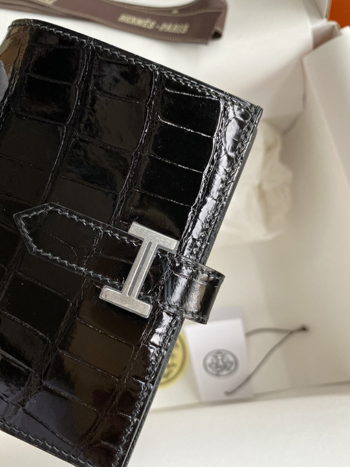 エルメス  エルメス風 ワニ革バーンHバックルショートクリップ 1:1 財布