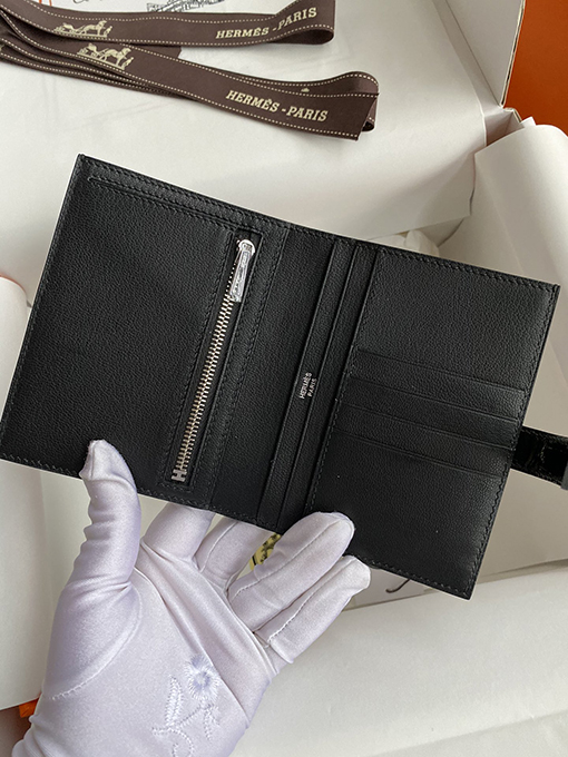 エルメス  エルメス風 ワニ革バーンHバックルショートクリップ 1:1 財布