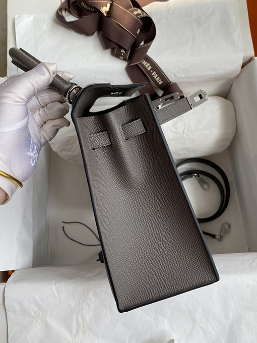 エルメスケリー25  全手縫い錫器グレーケリーバッグ