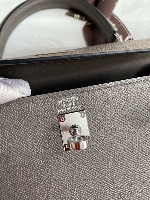 エルメスケリー25  全手縫い錫器グレーケリーバッグ