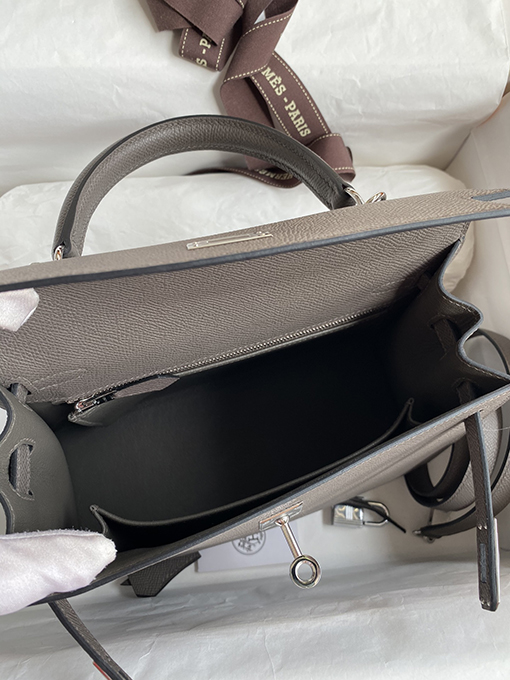 エルメスケリー25  全手縫い錫器グレーケリーバッグ