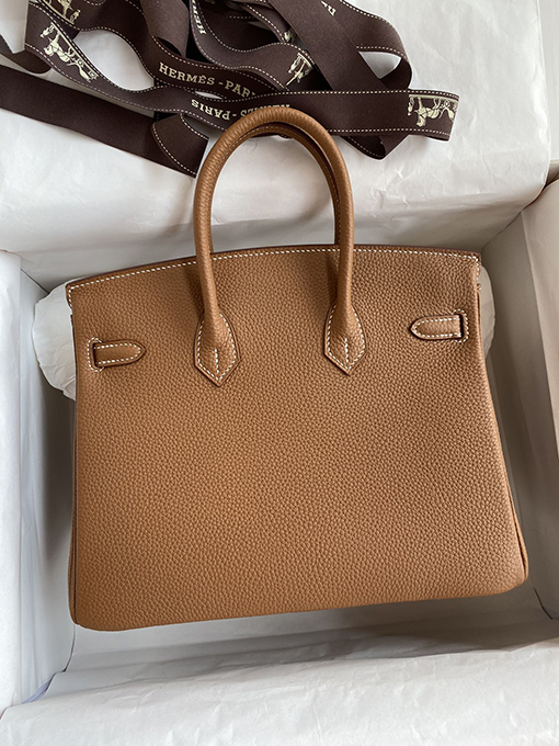 エルメスバーキン25 ゴールデンブラウンバックルBirkin 25 cmトートバッグ高級本革使用 全て手縫い