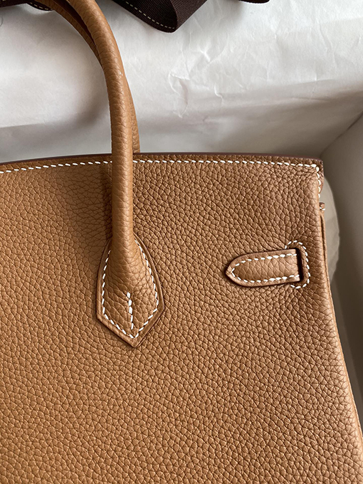 エルメスバーキン25 ゴールデンブラウンバックルBirkin 25 cmトートバッグ高級本革使用 全て手縫い