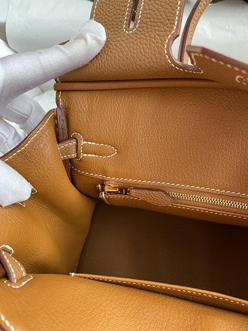 エルメスバーキン25 ゴールデンブラウンバックルBirkin 25 cmトートバッグ高級本革使用 全て手縫い