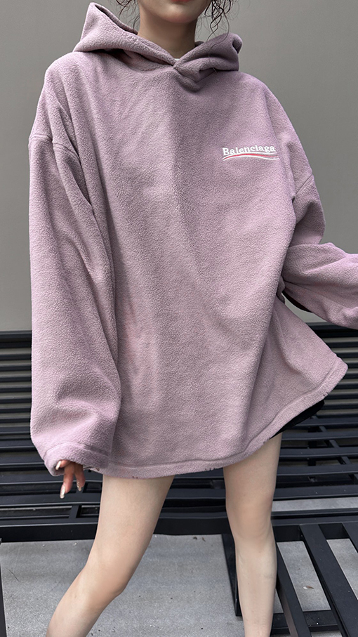 バレンシアガ  コーラ刺繍ロゴ ボアフリース  パーカー