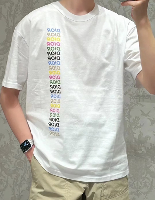 ディオール 24SS 虹文字プリント半袖Tシャツ