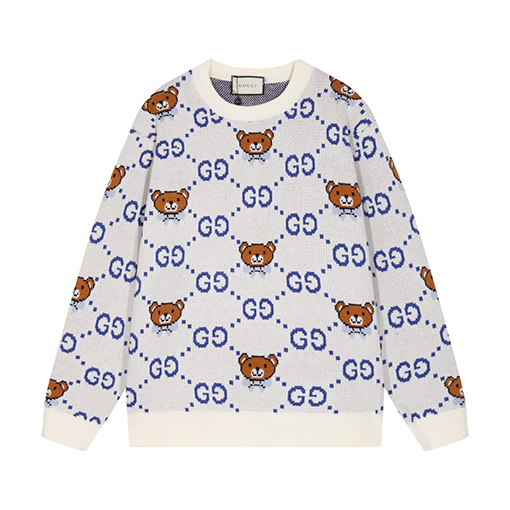 グッチ  クラシックなくまモチーフのダブルG刺繍ニットセーター