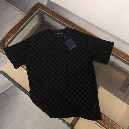 ルイヴィトン   コットンカップル同じラウンドネック半袖Tシャツ