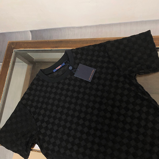 ルイヴィトン   コットンカップル同じラウンドネック半袖Tシャツ