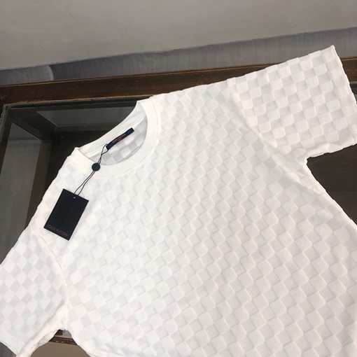 ルイヴィトン   コットンカップル同じラウンドネック半袖Tシャツ