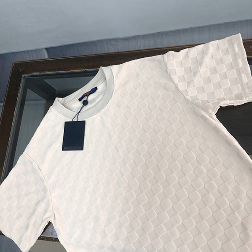ルイヴィトン   コットンカップル同じラウンドネック半袖Tシャツ