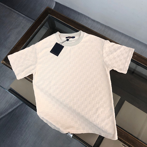 ルイヴィトン   コットンカップル同じラウンドネック半袖Tシャツ
