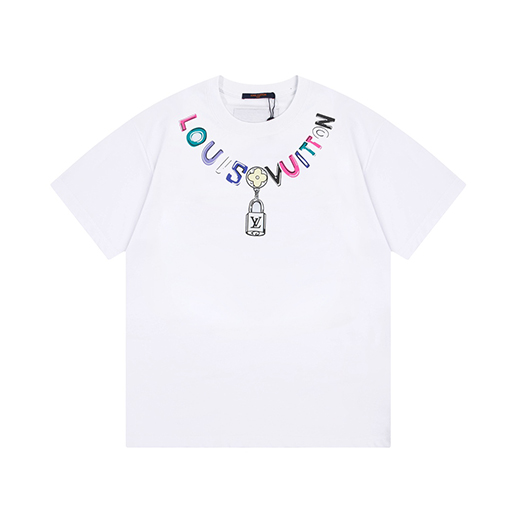 ルイヴィトン カラフルなアルファベットロックロゴ半袖Tシャツ