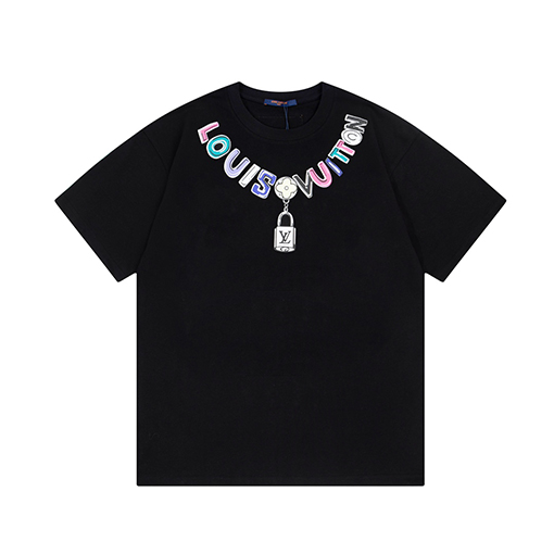 ルイヴィトン カラフルなアルファベットロックロゴ半袖Tシャツ