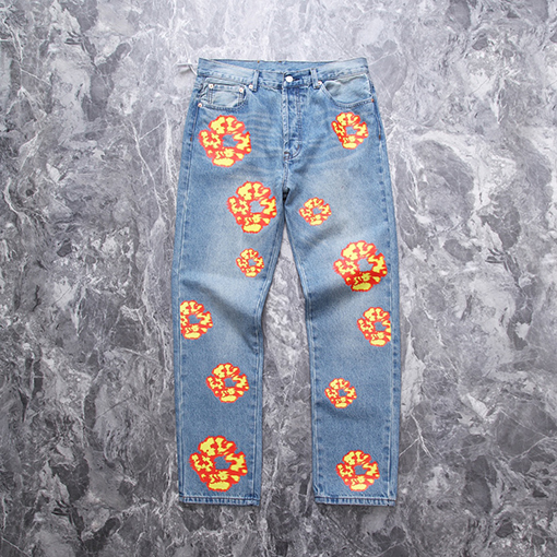DENIM TEARSウォッシングビンテージほのお プリント