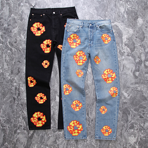 DENIM TEARSウォッシングビンテージほのお プリント