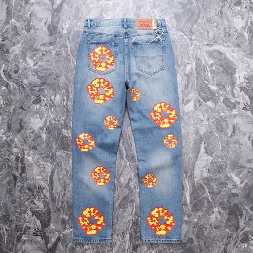 DENIM TEARSウォッシングビンテージほのお プリント