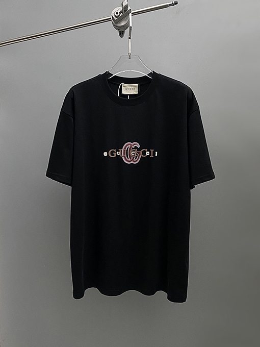 グッチ 透かし文字クルーネック半袖 Tシャツ