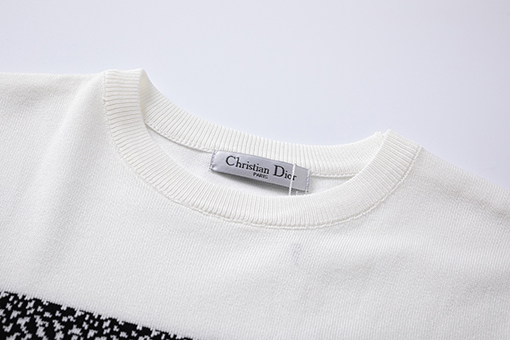 ディオール クラシックなdiorロゴバーの衝突色ニット半袖Tシャツ