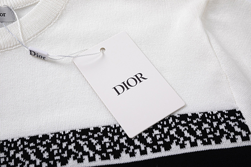 ディオール クラシックなdiorロゴバーの衝突色ニット半袖Tシャツ