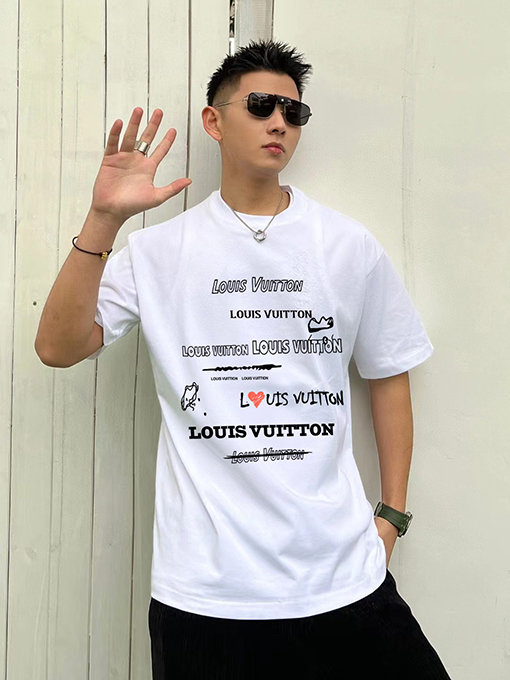 ルイヴィトン 新作プリントラウンドネック半袖Tシャツ