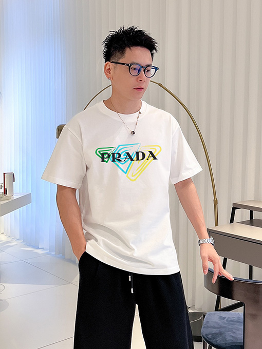 プラダ  カップル純綿プリント半袖Tシャツ