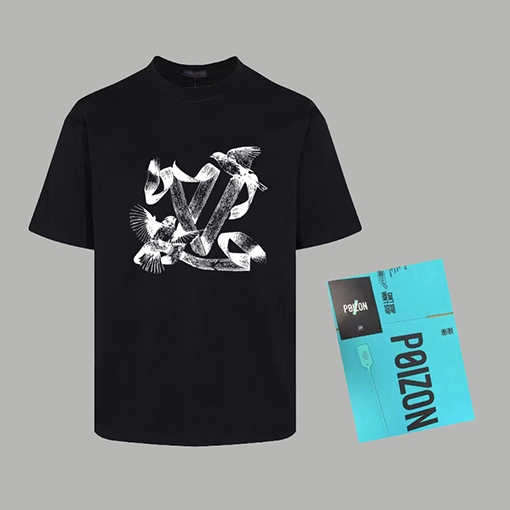 ルイヴィトン 新しいプリントラウンドネック半袖個性的なTシャツ