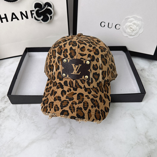 ルイヴィトン LV レオパードディストレストベースボールキャップ