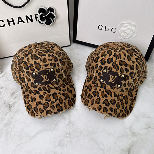 ルイヴィトン LV レオパードディストレストベースボールキャップ