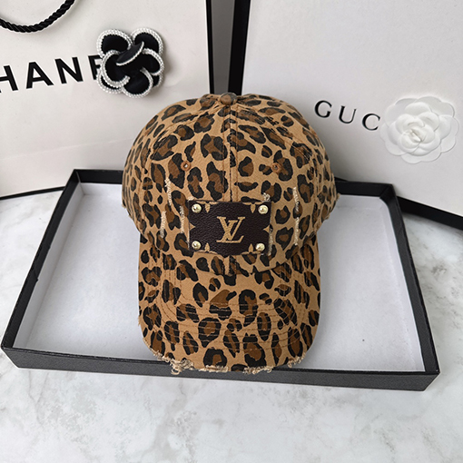ルイヴィトン LV レオパードディストレストベースボールキャップ