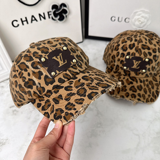 ルイヴィトン LV レオパードディストレストベースボールキャップ
