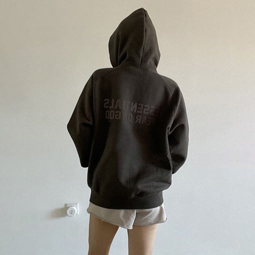 フィアオブゴッド   アルファベットフード付きフリースジッパーパーカー