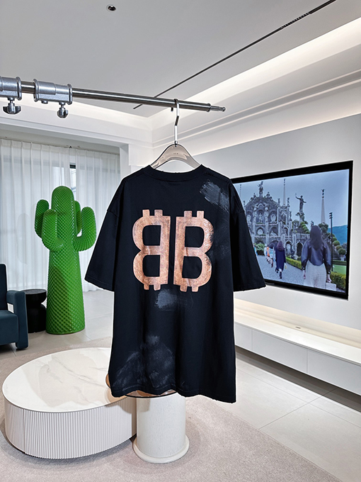 バレンシアガスーパーコピー   最新のビットコインプリント半袖Tシャツ