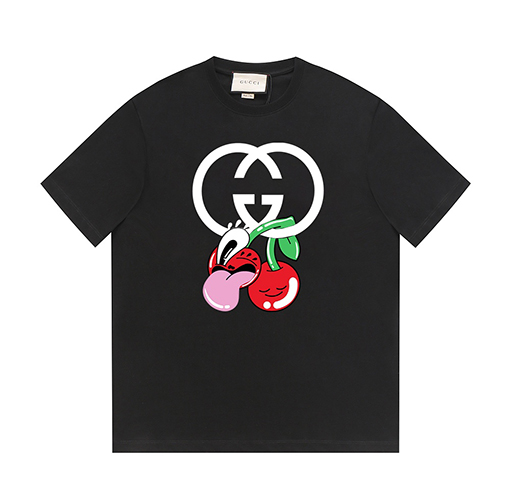 グッチ  楽しい漫画チェリープリントパターン半袖Tシャツ