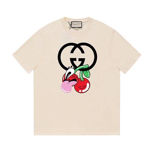 グッチ  楽しい漫画チェリープリントパターン半袖Tシャツ