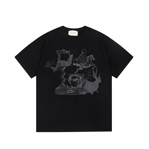 グッチ  コラージュ なアートプリントパターン半袖Tシャツ
