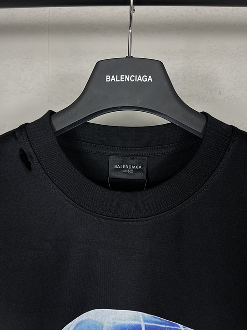 バレンシアガ   プリントウォッシュ半袖Tシャツ