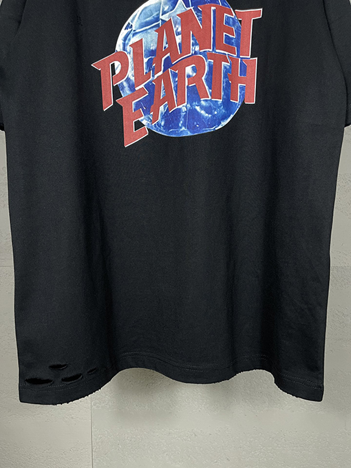 バレンシアガ   プリントウォッシュ半袖Tシャツ