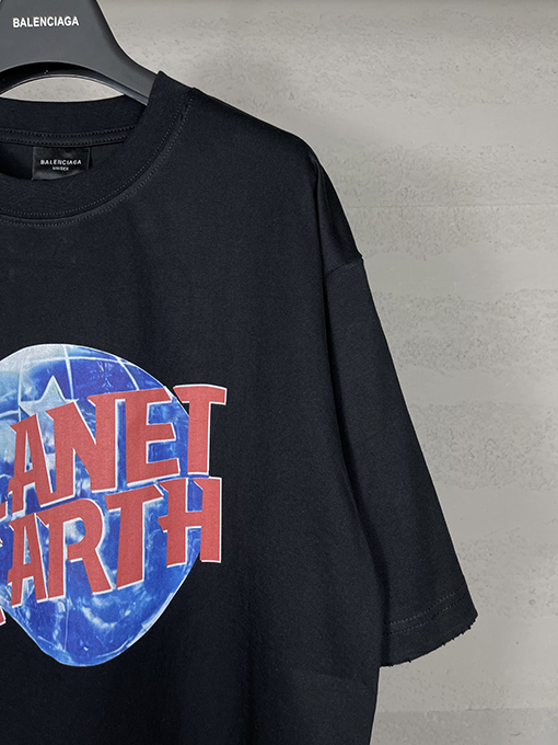 バレンシアガ   プリントウォッシュ半袖Tシャツ