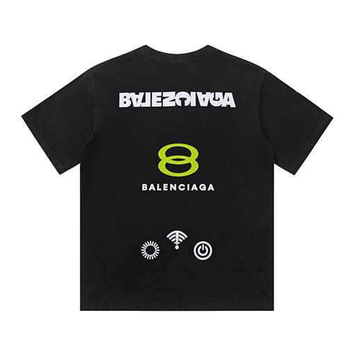 バレンシアガスーパーコピー  ロゴ刺繍ラウンドネック半袖Tシャツ