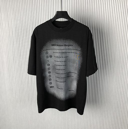 マルタンマルジェラスーパーコピー  新しいグラデーションプリントラウンドネック半袖Tシャツ