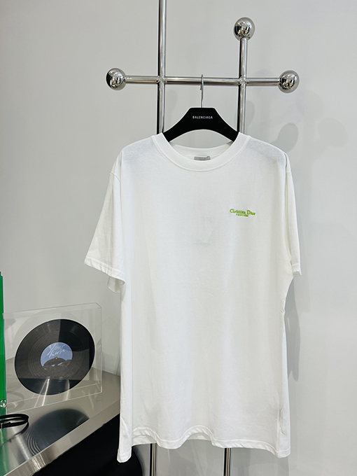 ディオール  新しい な刺繍の小さな文字の半袖Tシャツ