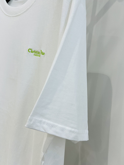 ディオール  新しい な刺繍の小さな文字の半袖Tシャツ